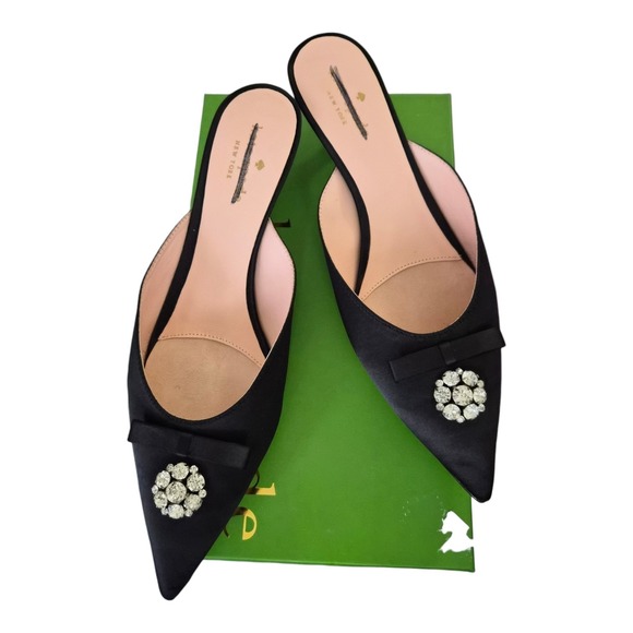 kate spade new york Shoes - Kate Spade Darlene Satin Mules Black Pointed Toe Size 9 Classic